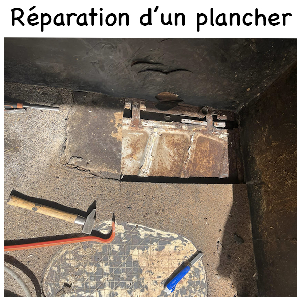 Photo de la réparation d'un plancher de van - étape 2